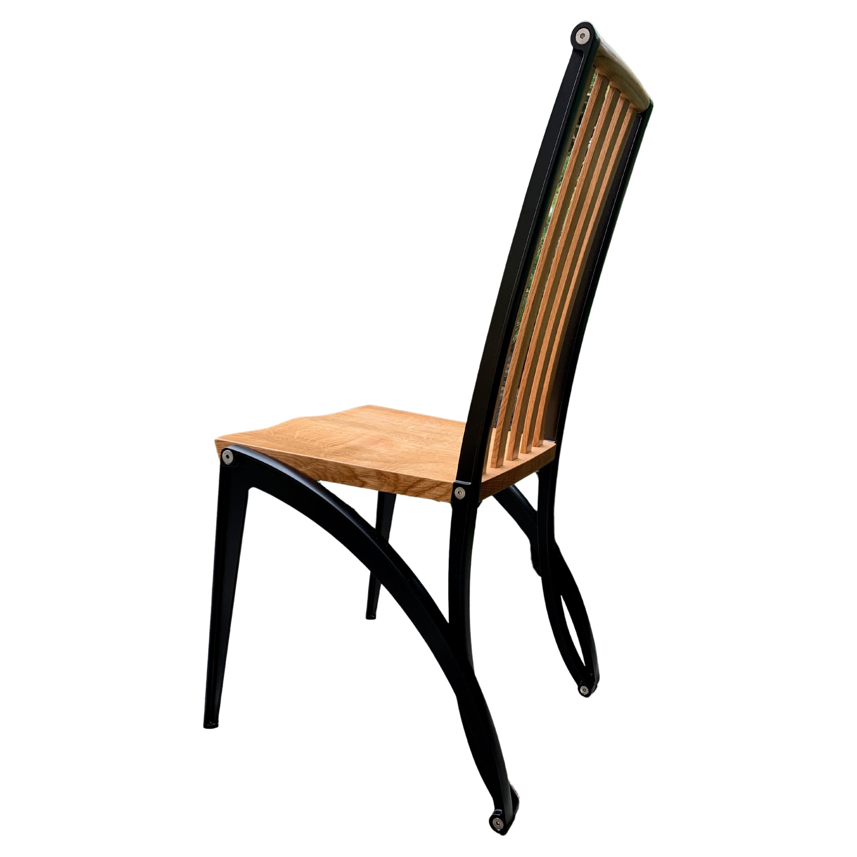 Contemporary, modern powder coated Aluminium, Solid Oak Dining Chair For Sale