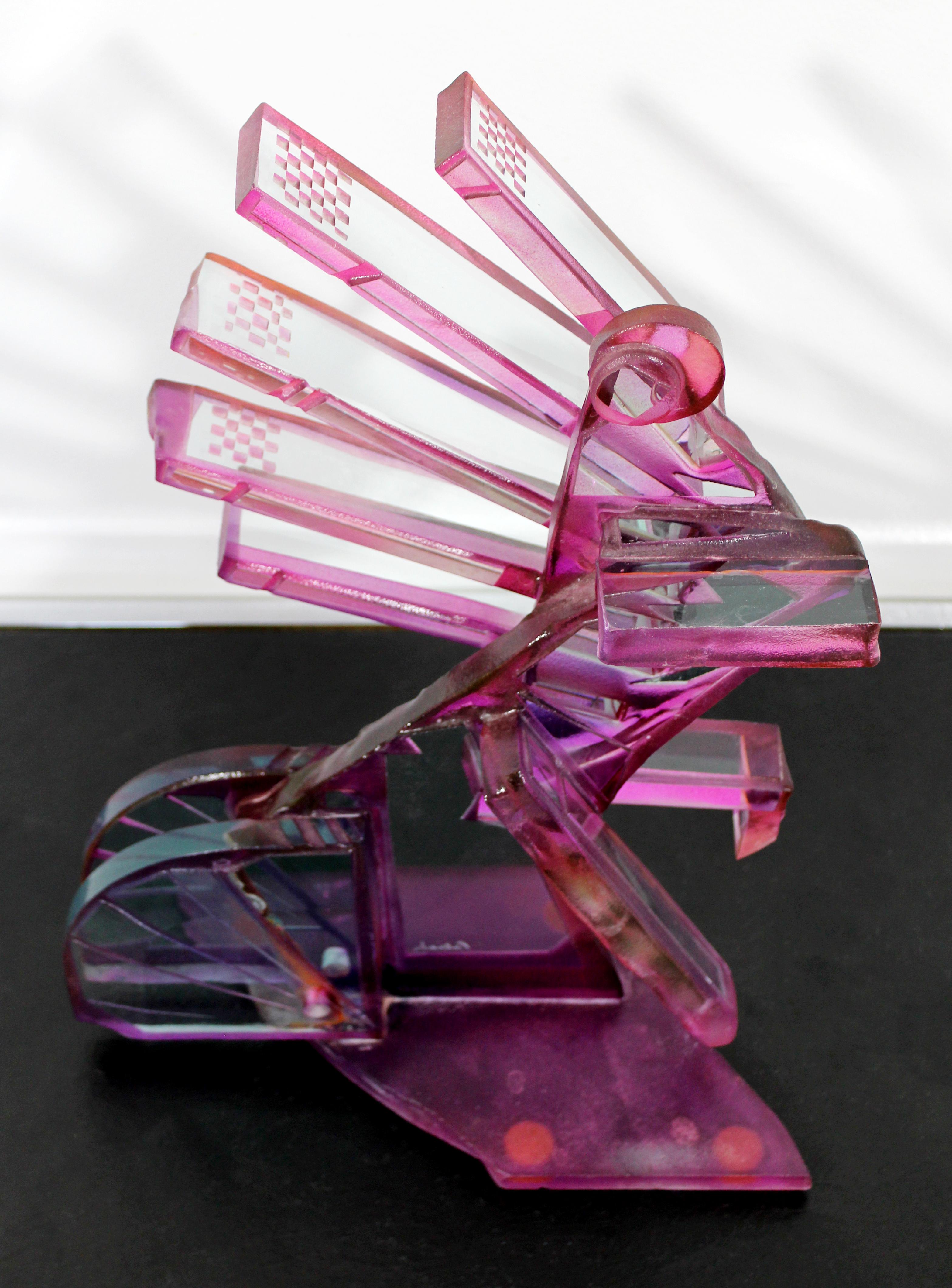 Contemporary Modern Purple Bicycle Art Glass Sculpture By Susan Pelish 1990s 6