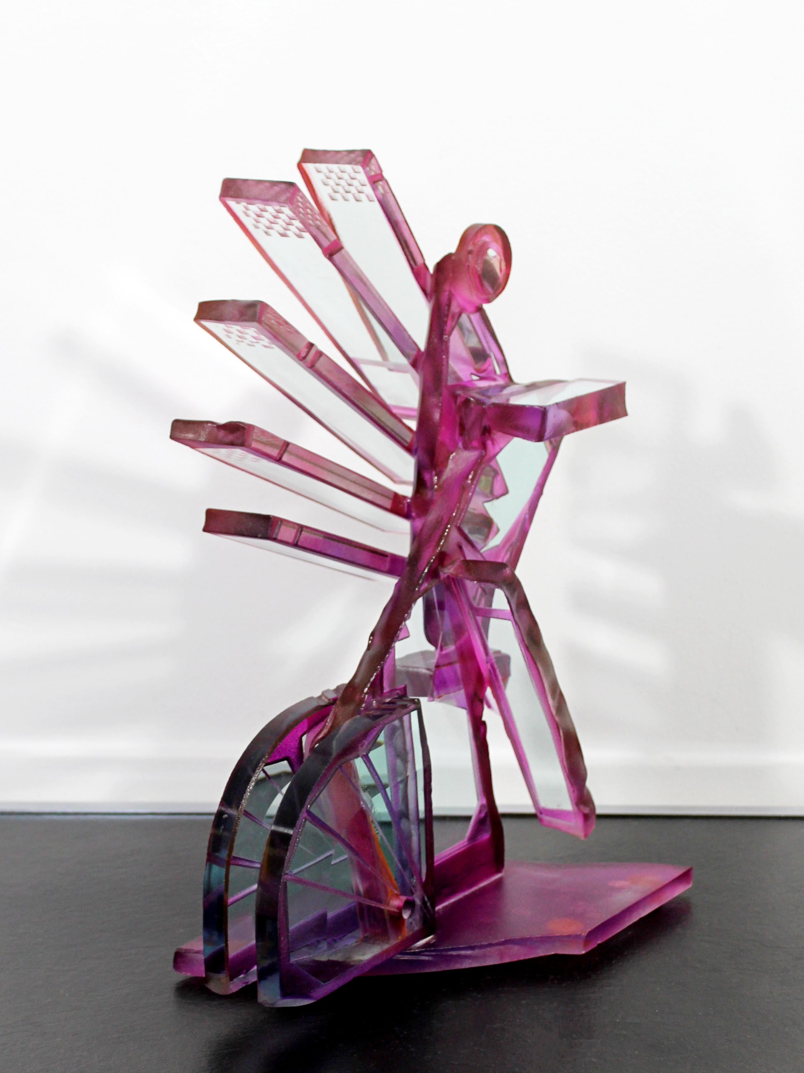 Contemporary Modern Purple Bicycle Art Glass Sculpture By Susan Pelish 1990s 7
