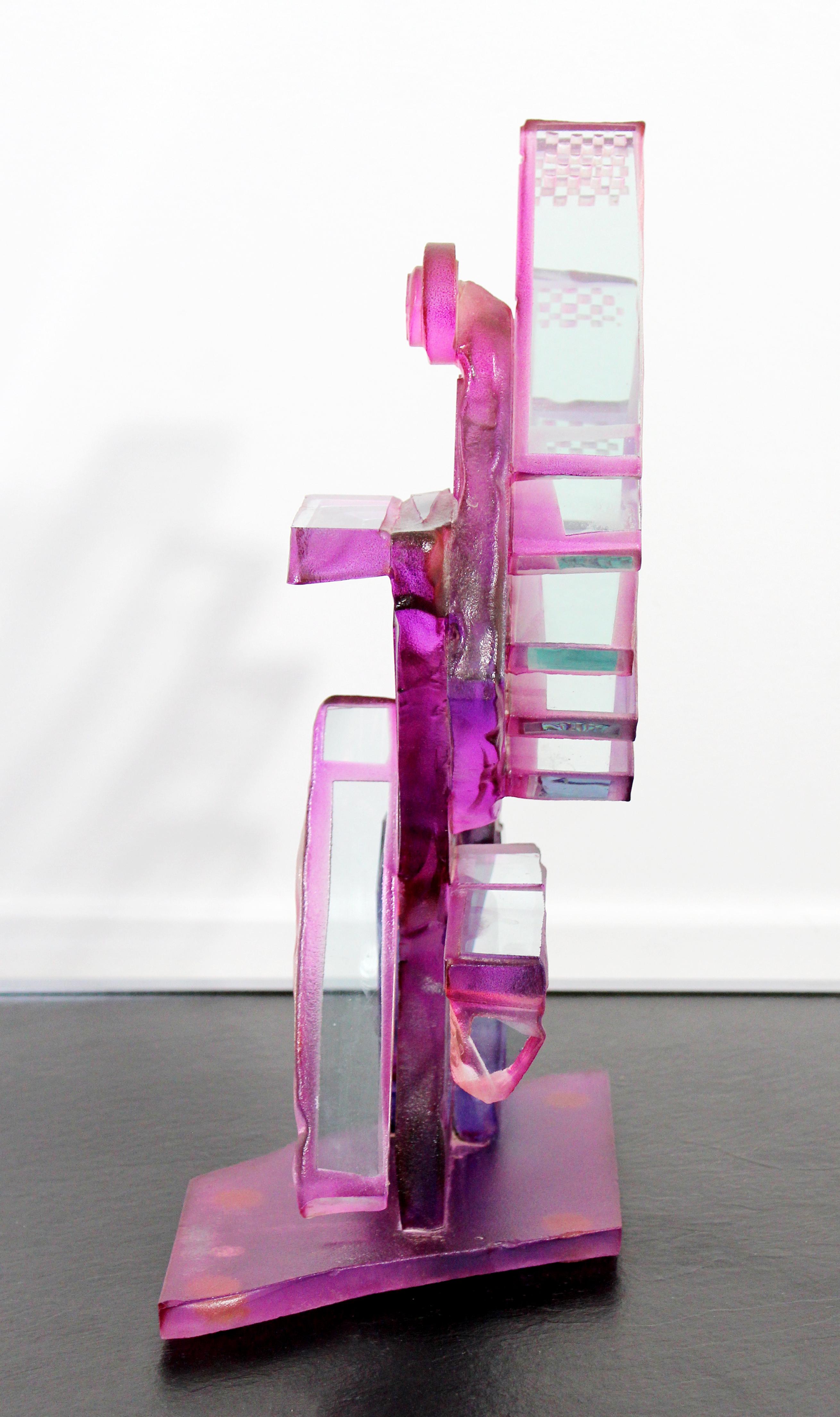 Contemporary Modern Purple Bicycle Art Glass Sculpture By Susan Pelish 1990s 2