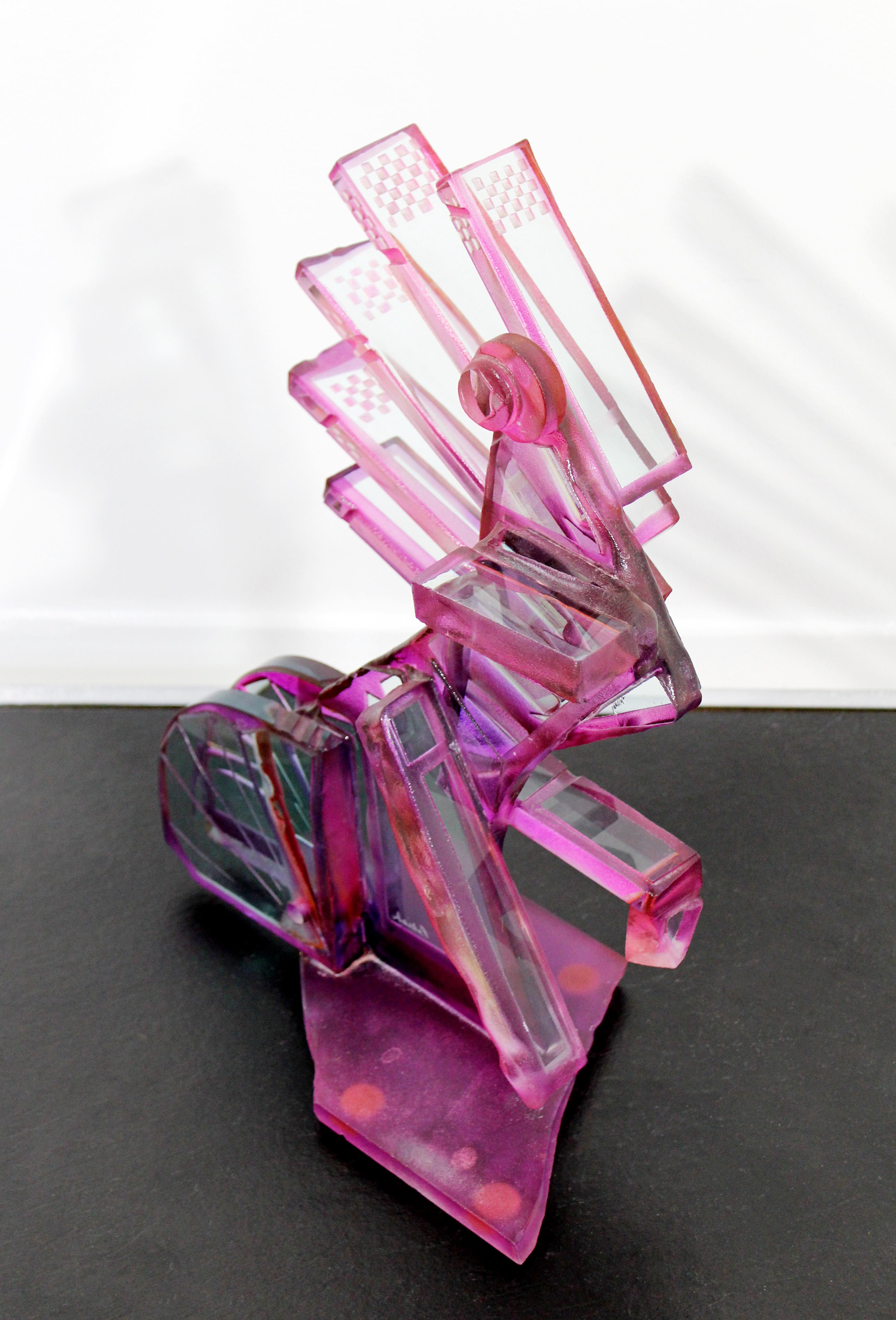 Contemporary Modern Purple Bicycle Art Glass Sculpture By Susan Pelish 1990s 4