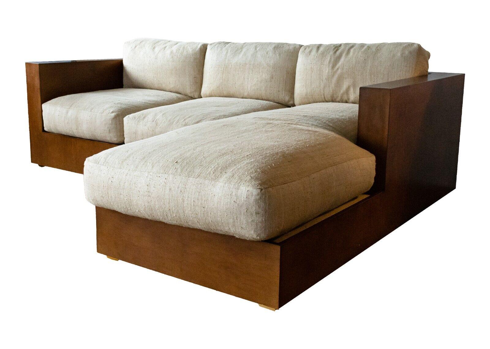 Zeitgenössisches modernes Ralph Lauren-Sofa aus Nussbaumholz, 3 Teile, Modular im Zustand „Gut“ im Angebot in Keego Harbor, MI