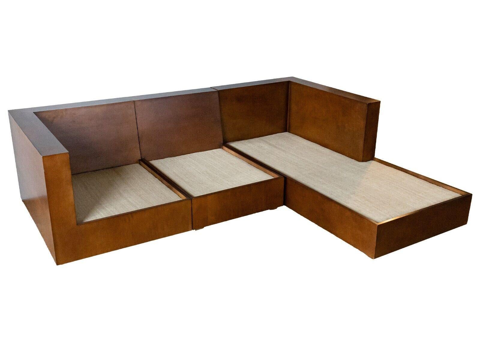 Zeitgenössisches modernes Ralph Lauren-Sofa aus Nussbaumholz, 3 Teile, Modular (20. Jahrhundert) im Angebot