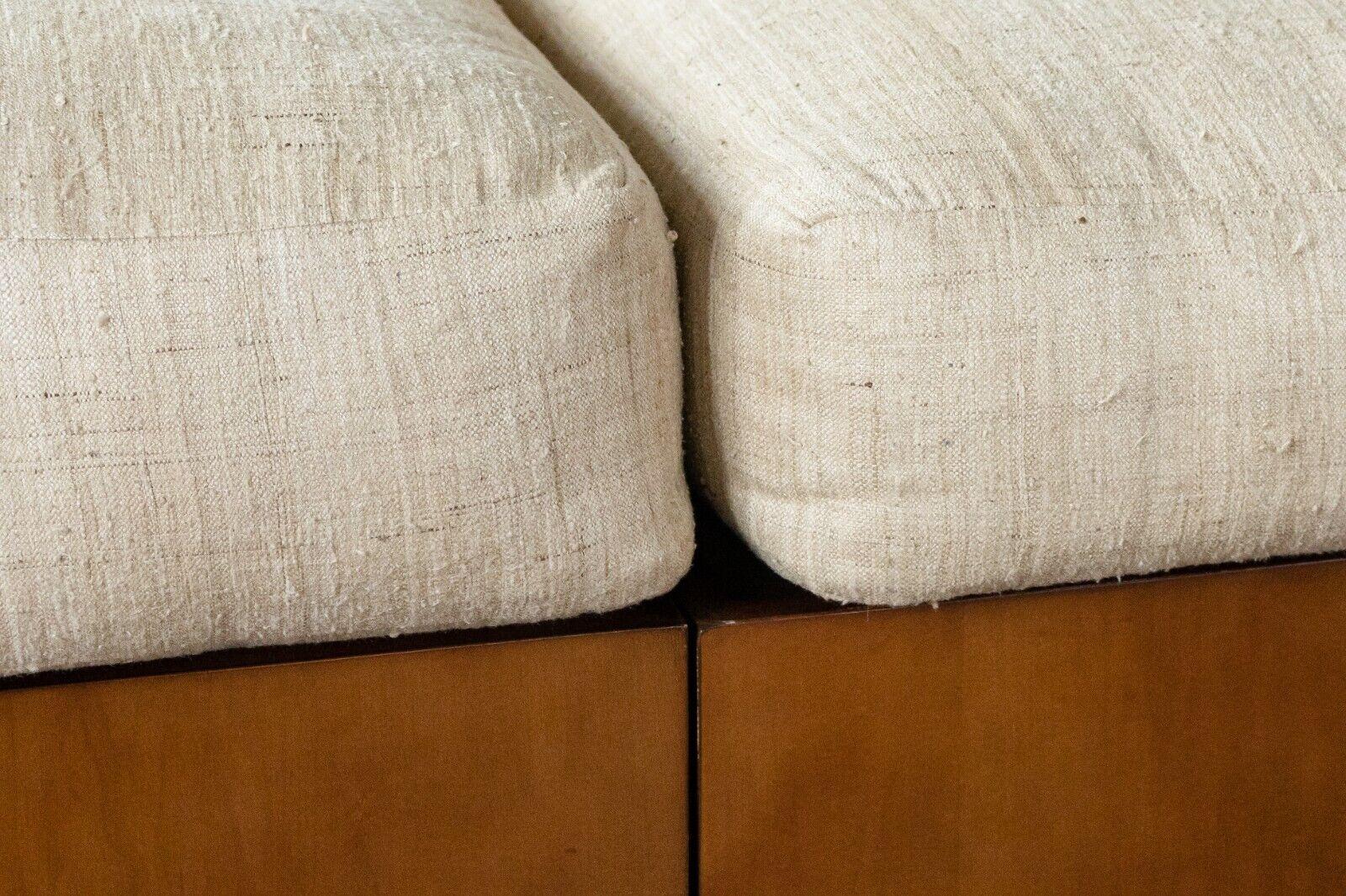 20th Century Contemporary Modern Ralph Lauren Walnut Wood 3 Piece Modular Sectional Sofa For Sale