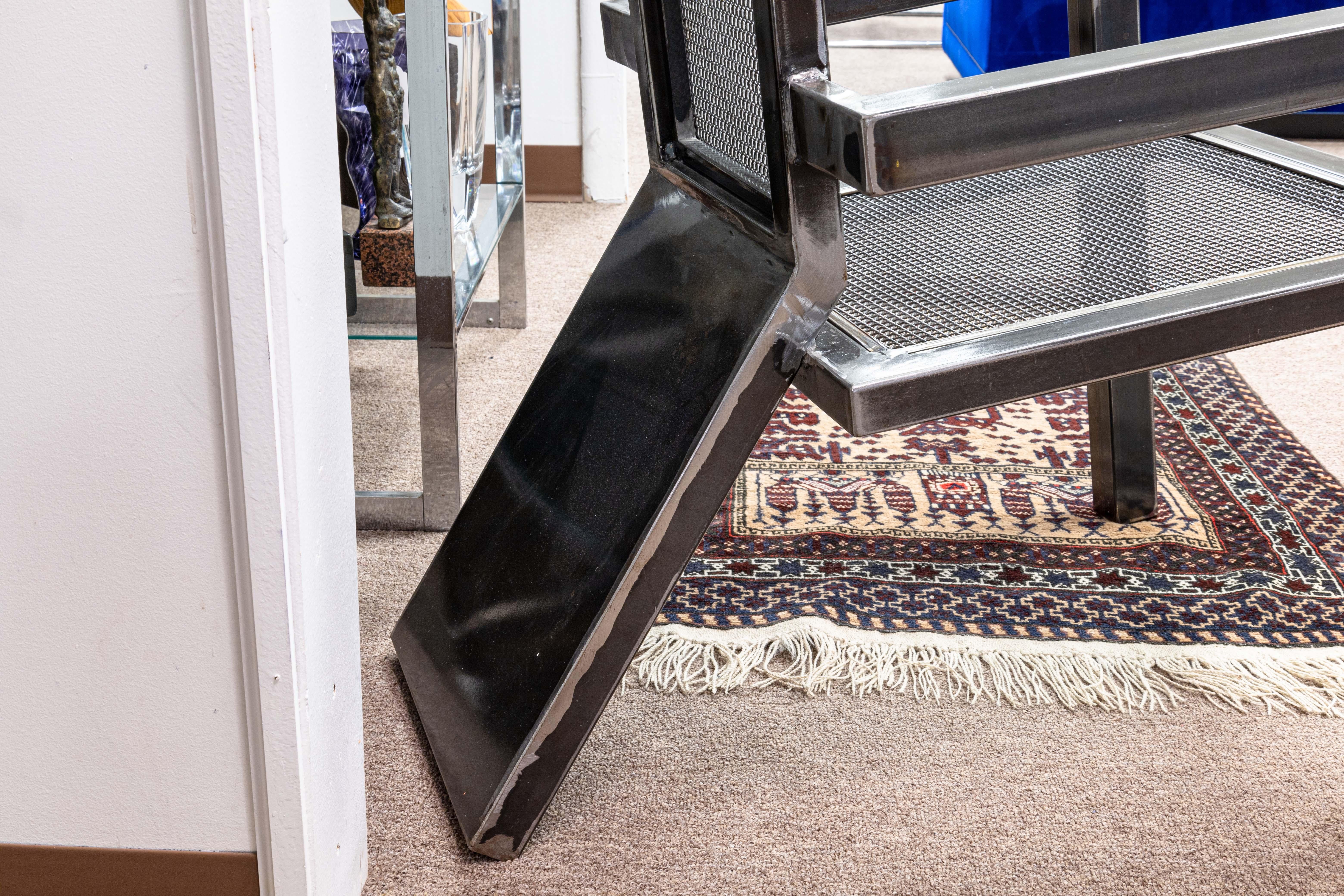 Contemporary Modern Raw Metal Full Size Chair Sculpture by Cranbrook Artist For Sale 4