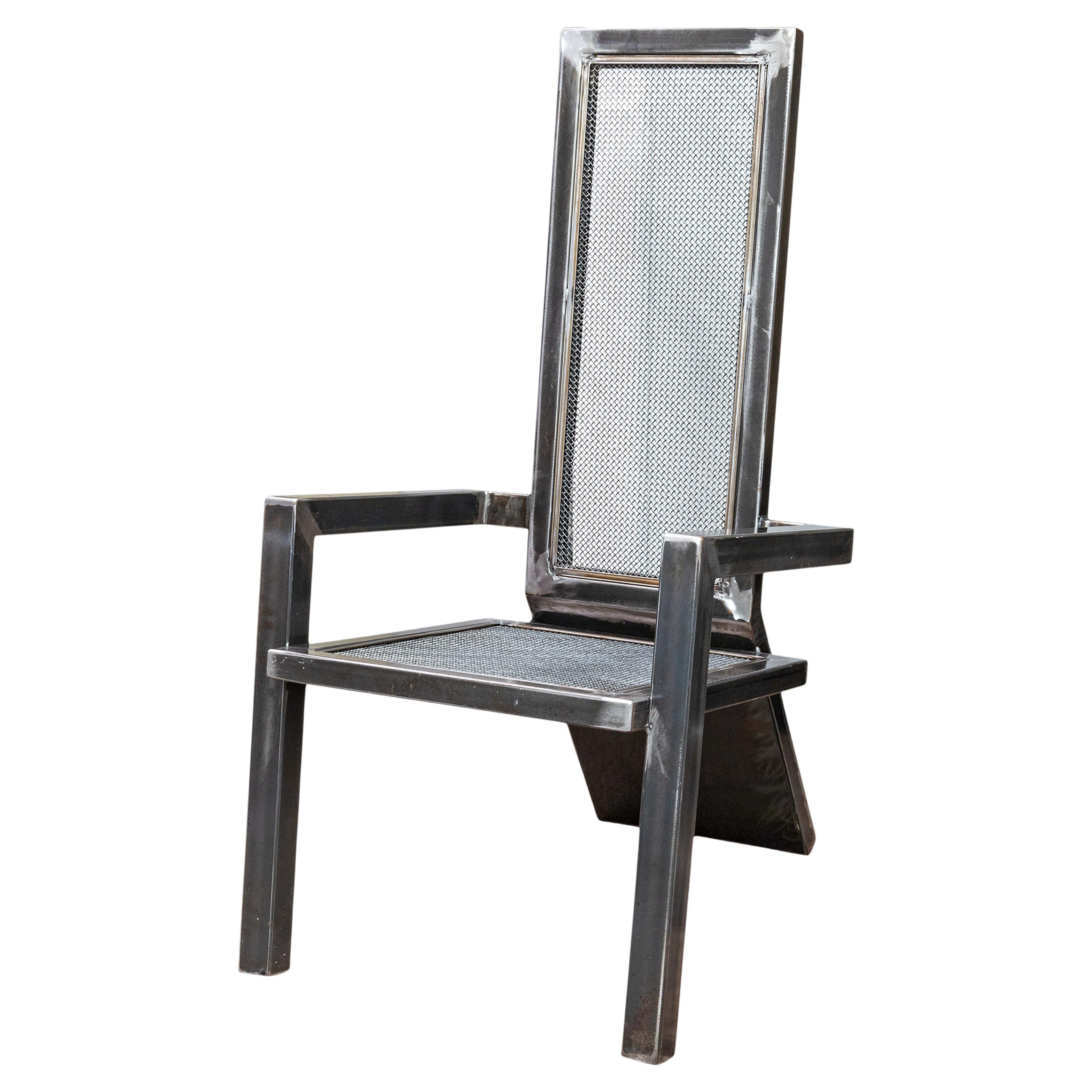 Contemporary Modern Raw Metal Full Size Chair Sculpture by Cranbrook Artist