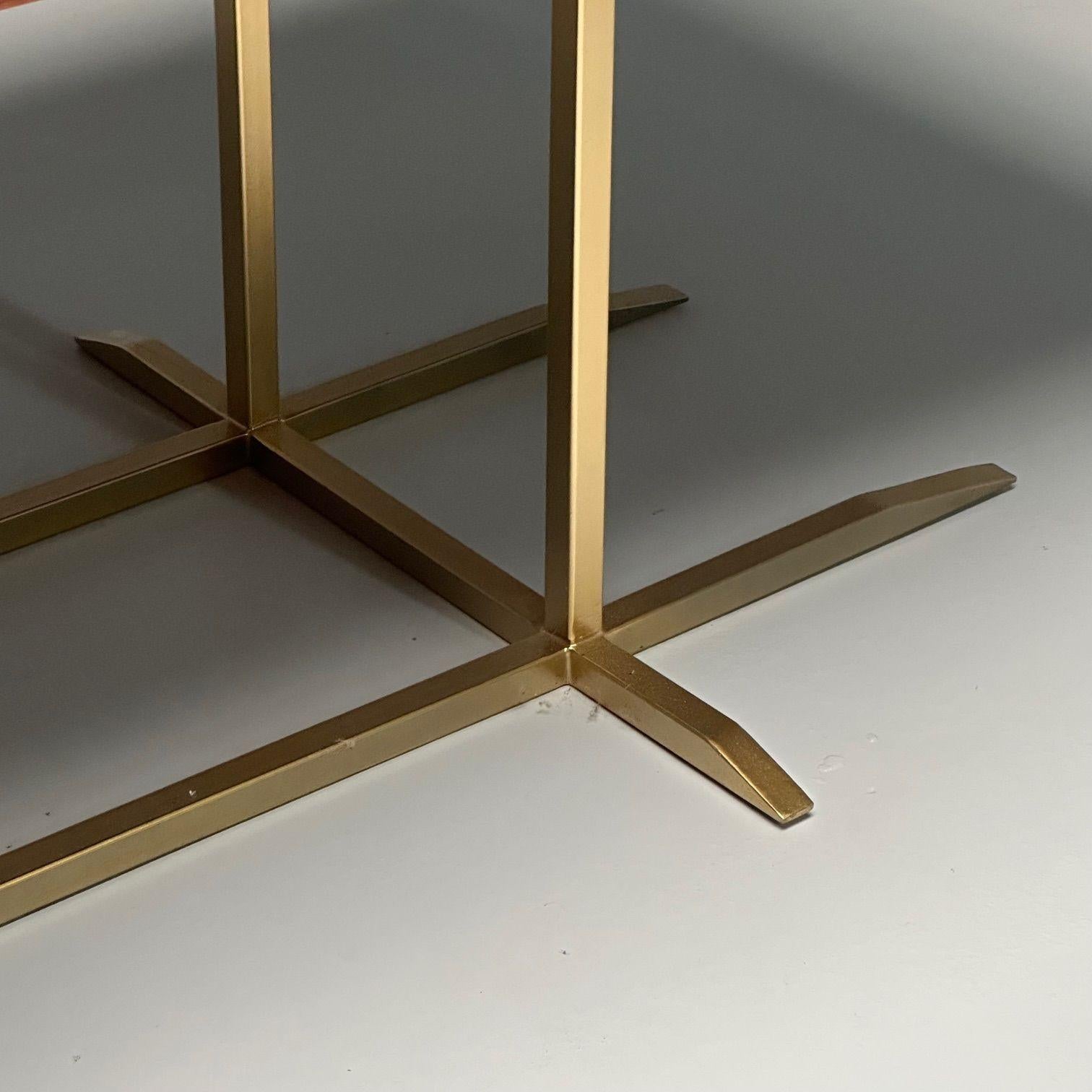 XXIe siècle et contemporain Contemporary, Modernity Table de salle à manger rectangulaire, placage de bois d'ébène, métal doré en vente