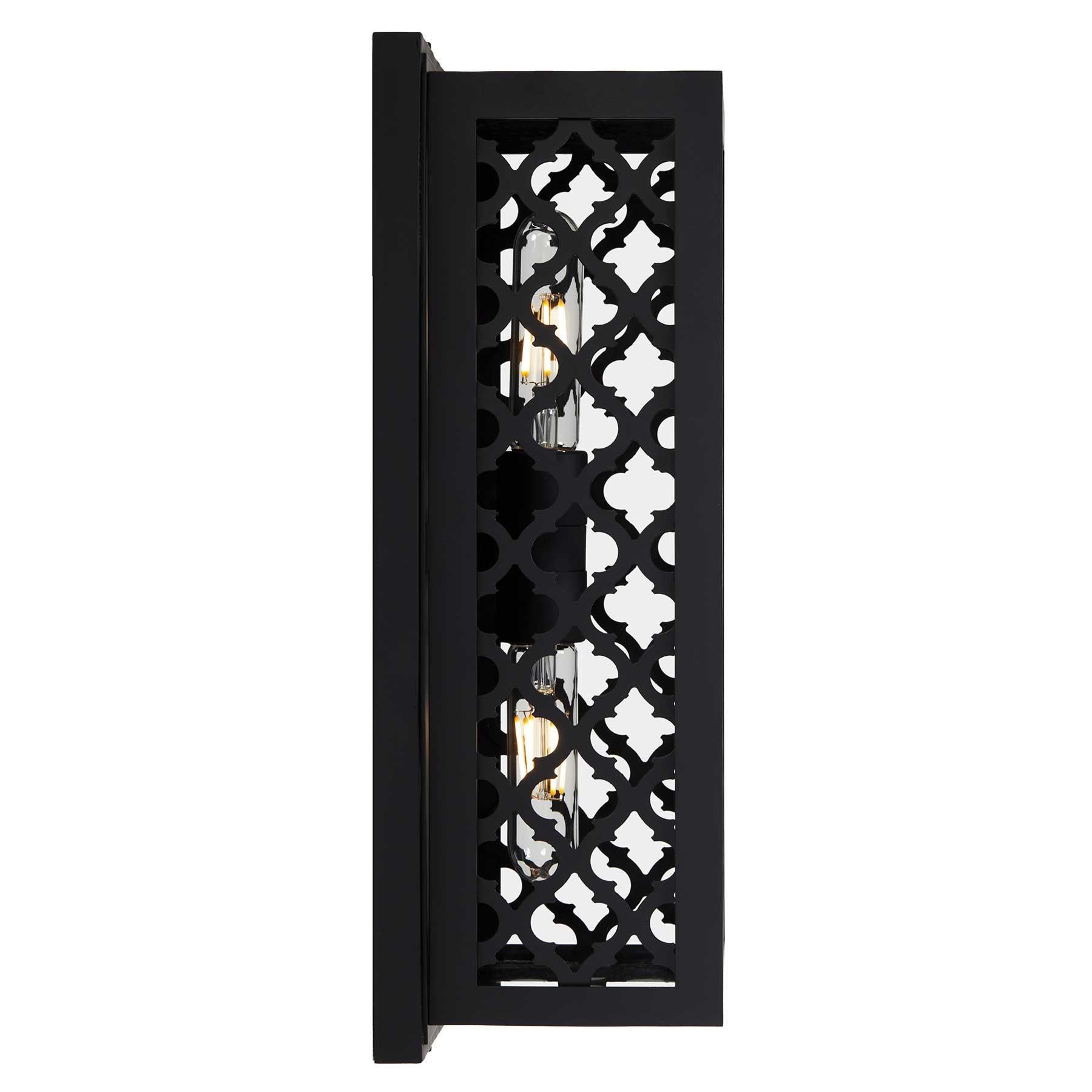 Hand-Painted Contemporary Modern Rectangular Exterior Wrought Iron Lantern w/ Decorative Grid For Sale