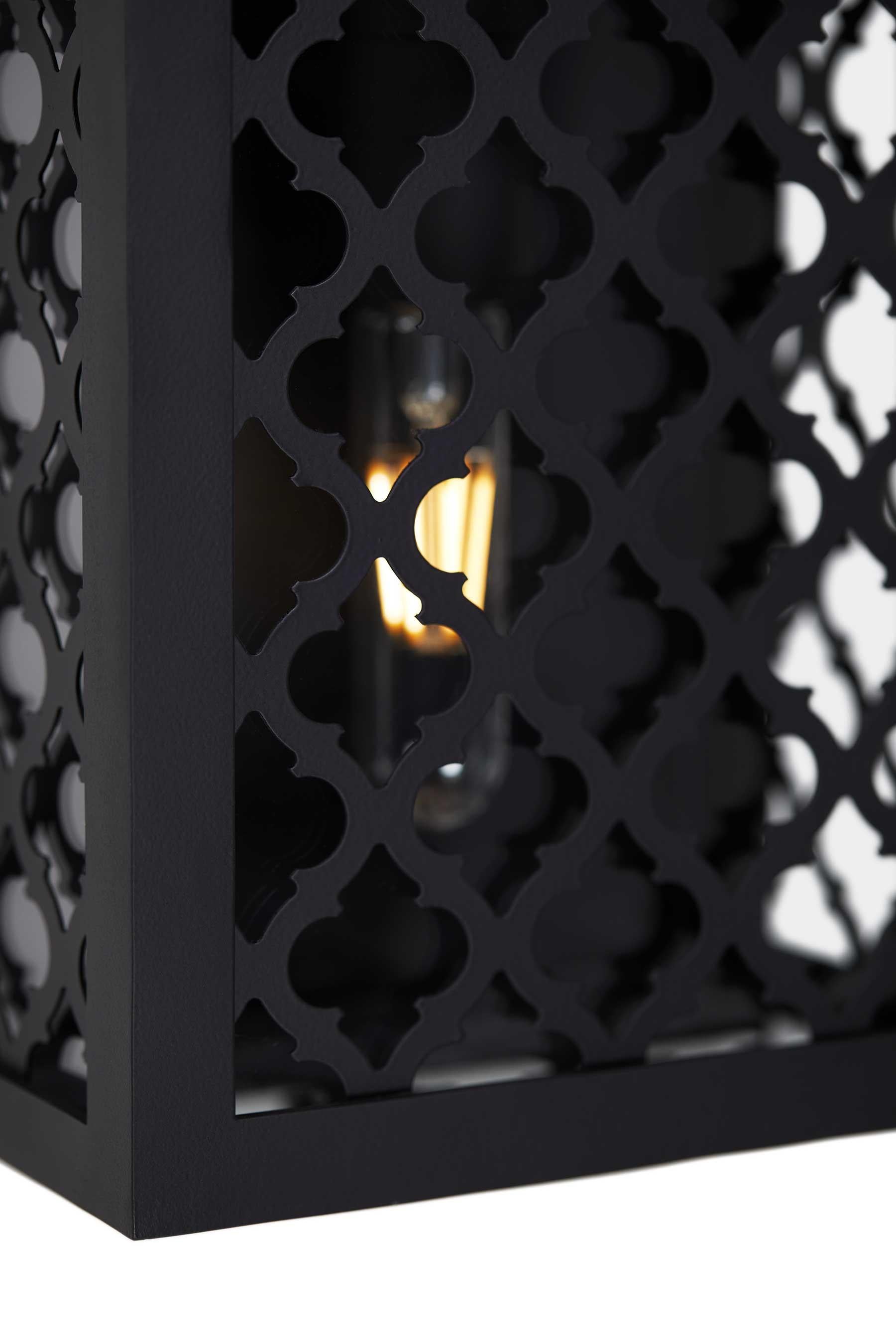 AM Contemporary Modern Rechteckige Außenlaterne aus Schmiedeeisen mit dekorativem Gitter im Zustand „Neu“ im Angebot in Santa Paula, CA