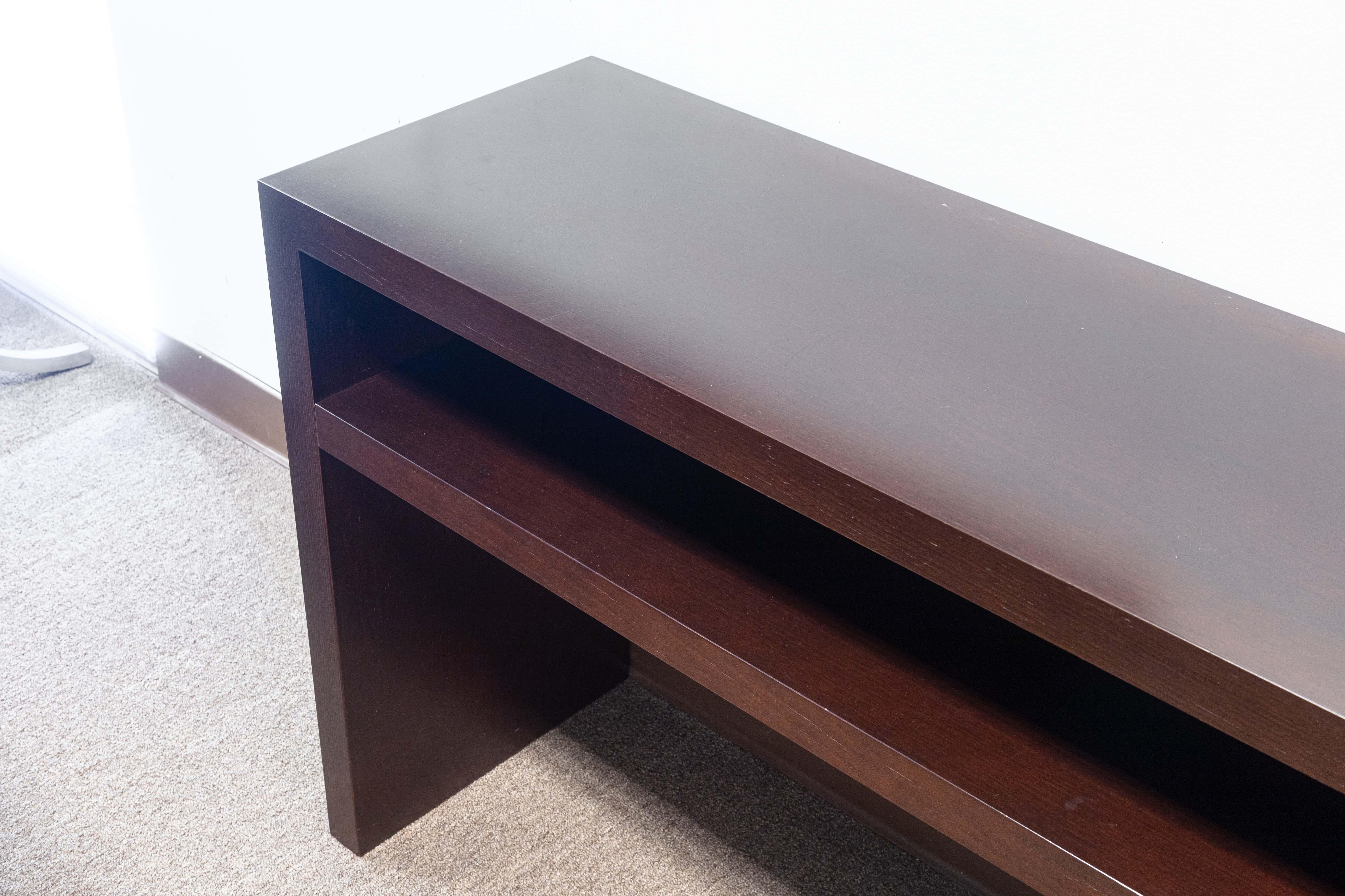 Moderno Contemporary Modern Rectangular Maroon Wood Console Table in vendita