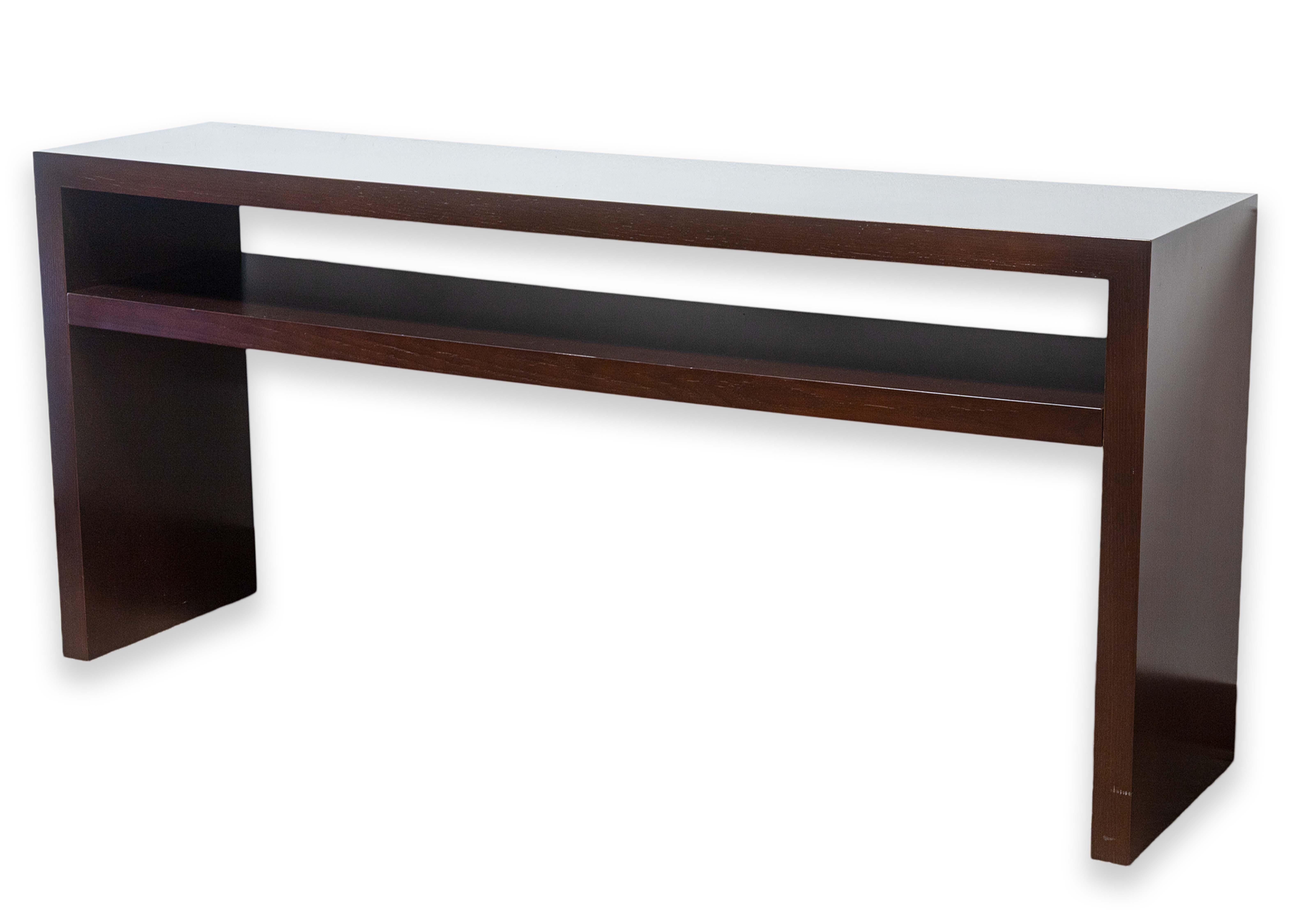 Legno Contemporary Modern Rectangular Maroon Wood Console Table in vendita