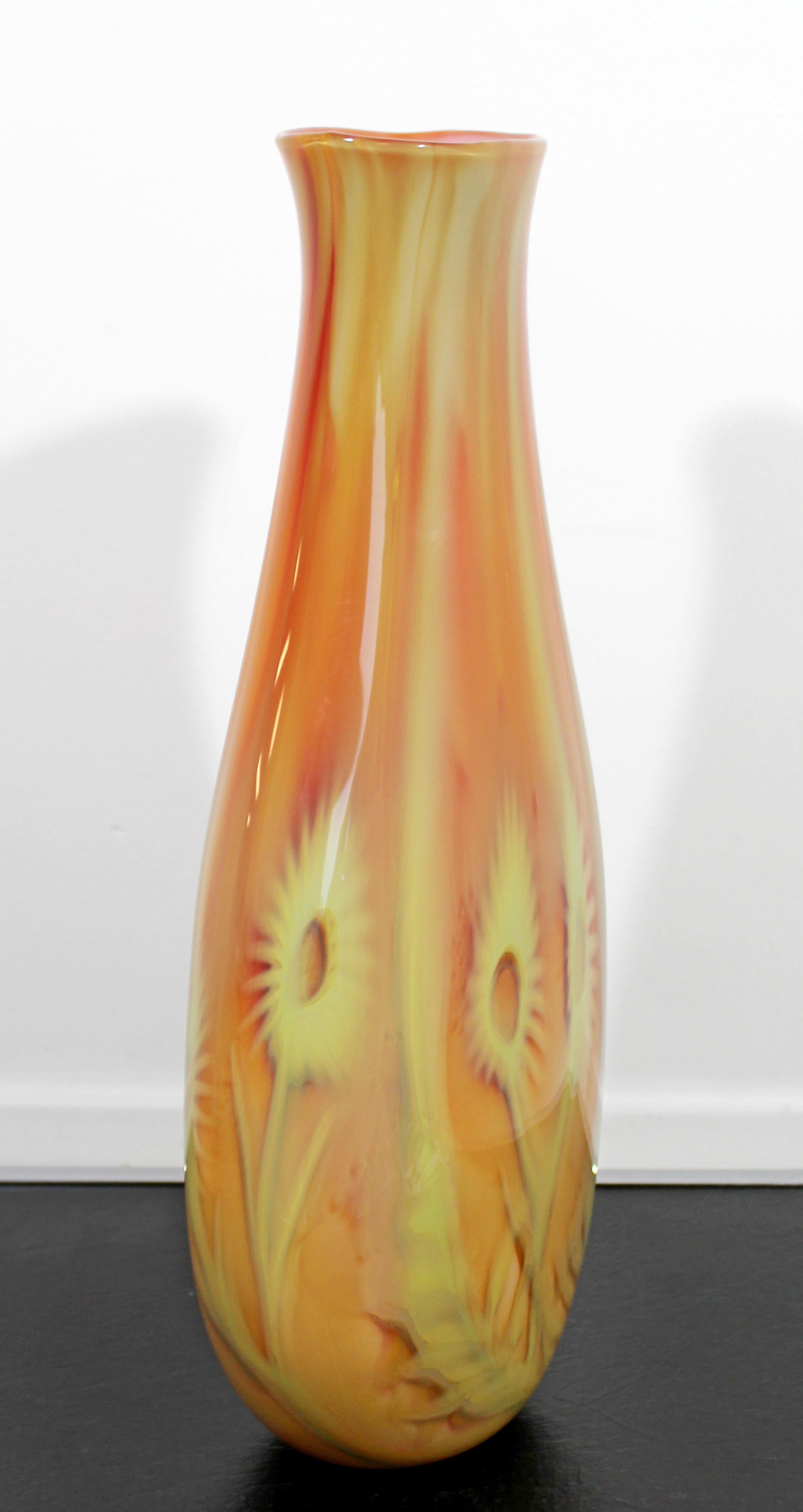 For your consideration is a ravishing, glass art vase, made in Italy, signed by Renato Foti, dated 2005. In excellent condition. The dimensions are 7