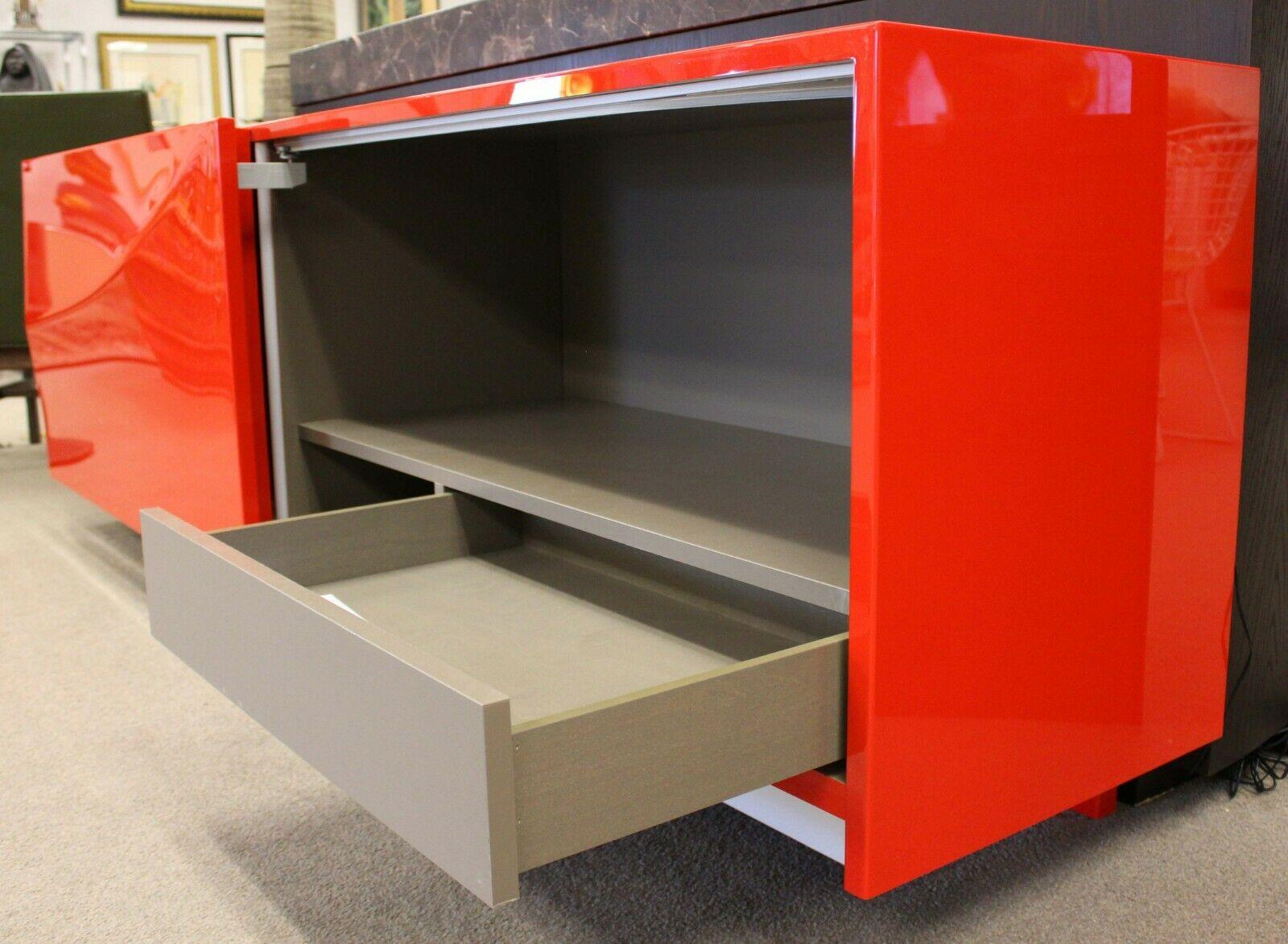 20th Century Contemporary Modern Roche Bobois Red Lacquer Credenza Media Center Storage