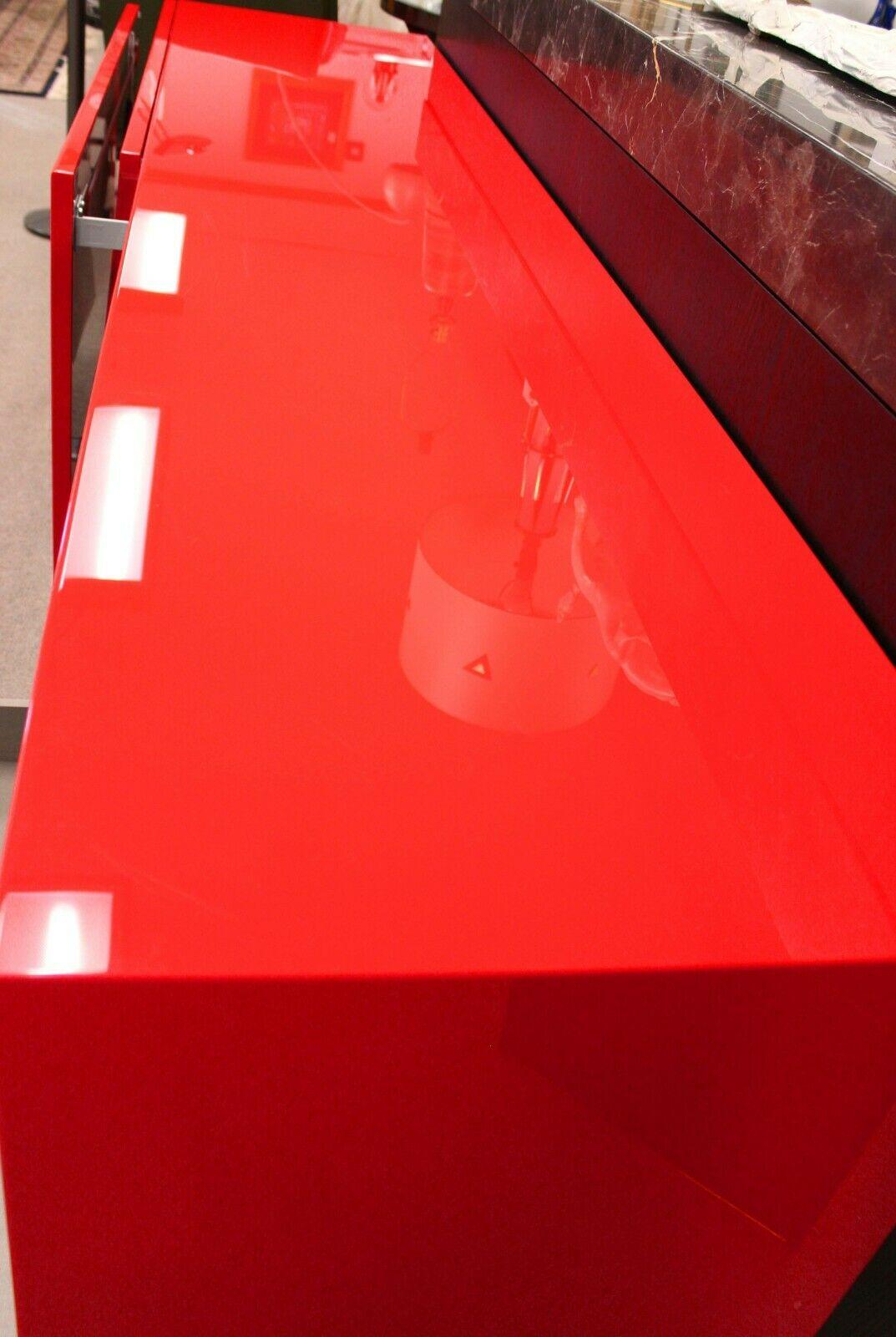 Contemporary Modern Roche Bobois Red Lacquer Credenza Media Center Storage 1