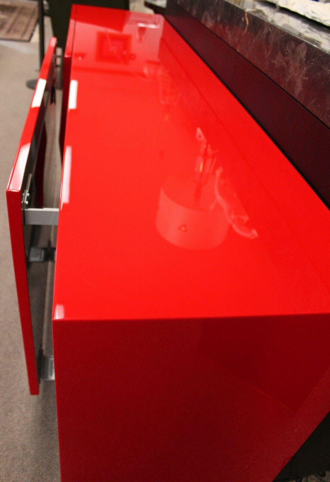Contemporary Modern Roche Bobois Red Lacquer Credenza Media Center Storage 3
