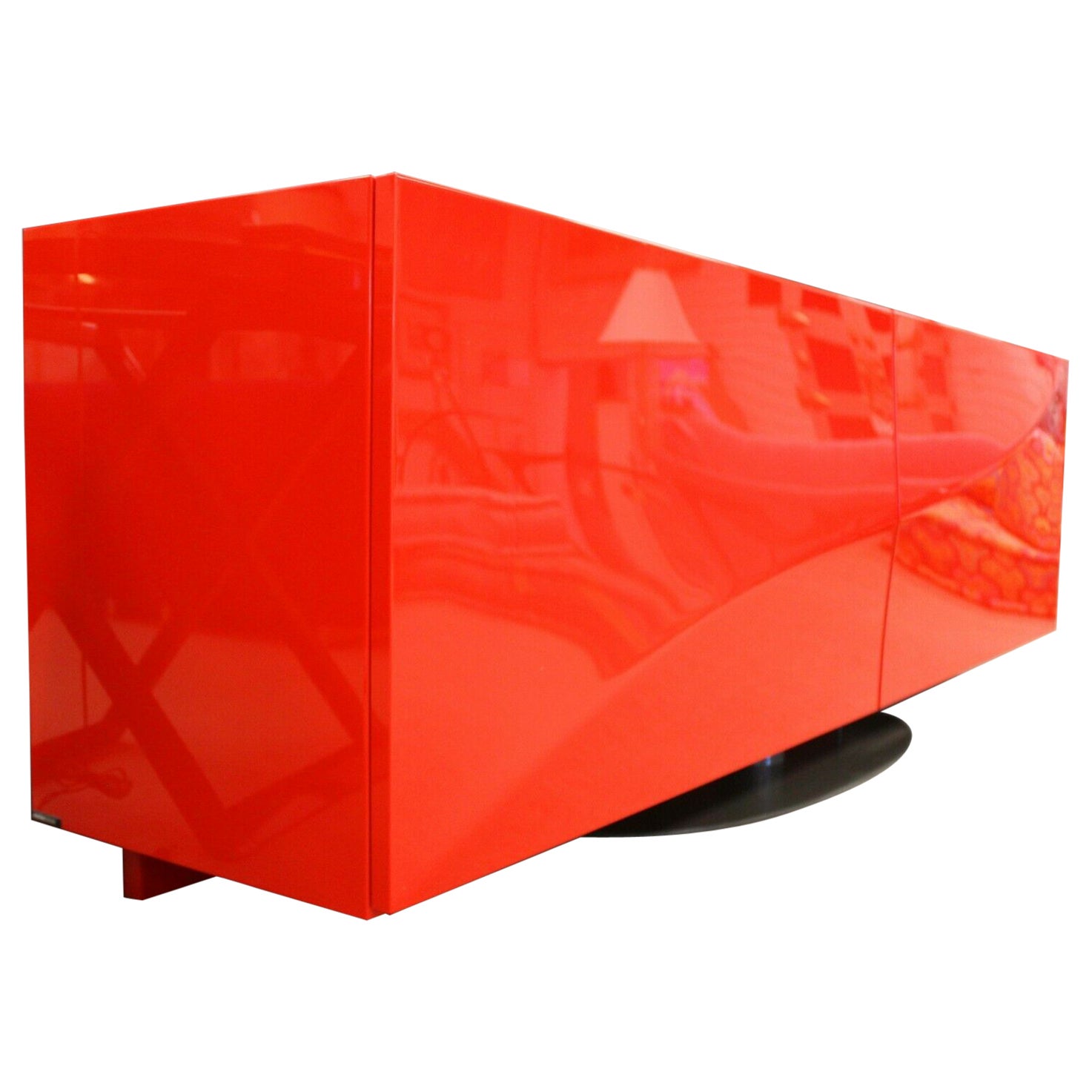 Contemporary Modern Roche Bobois Red Lacquer Credenza Media Center Storage