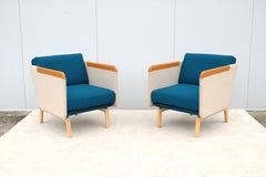 Contemporary Modern Roger Webb for OFS Heya Wool Lounge Chairs - a Pair