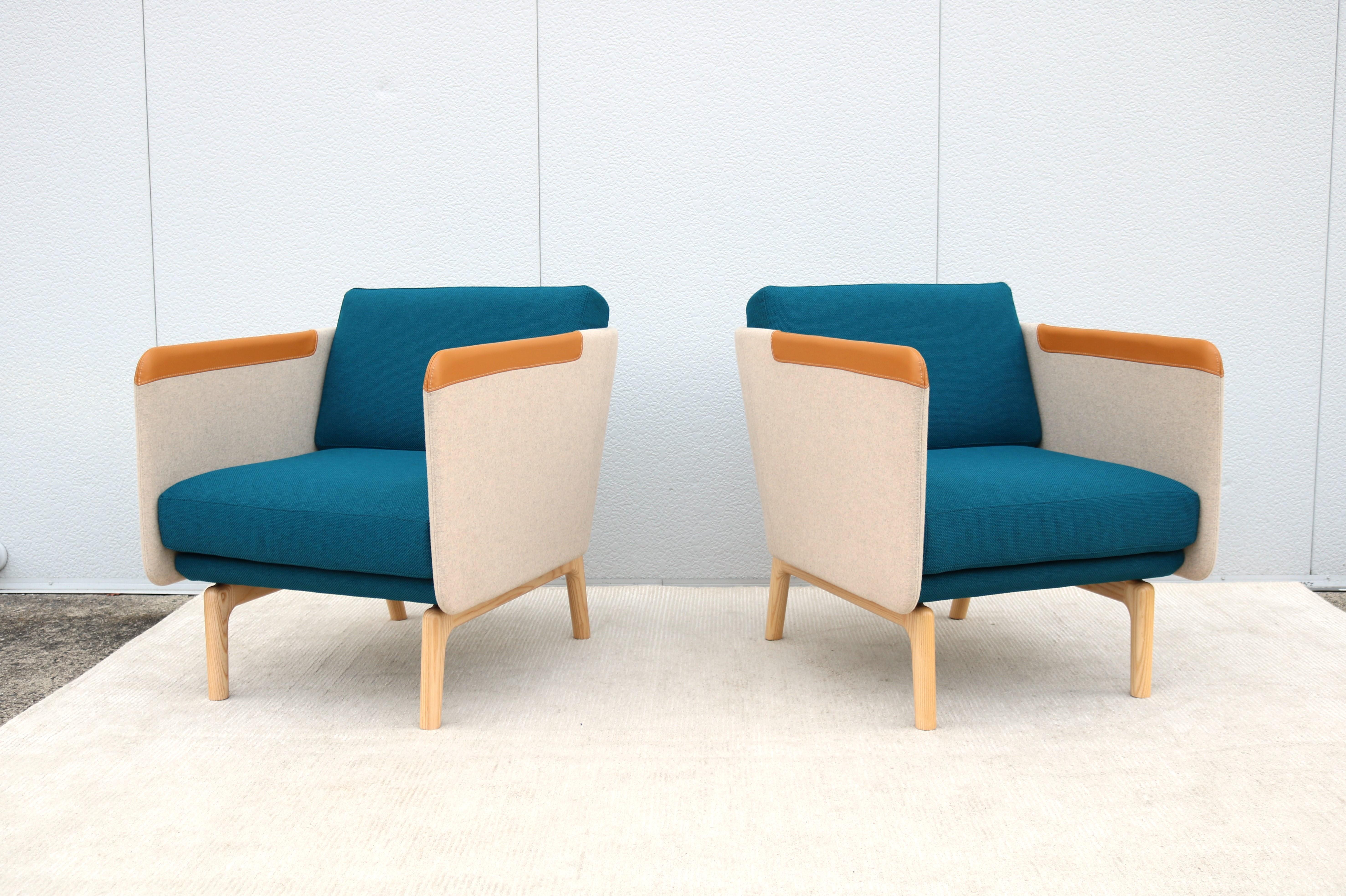 Contemporary Modern Roger Webb for OFS Heya Wool Lounge Chairs - a Pair For Sale 1