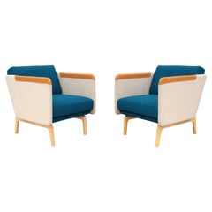 Contemporary Modern Roger Webb for OFS Heya Wool Lounge Chairs - a Pair