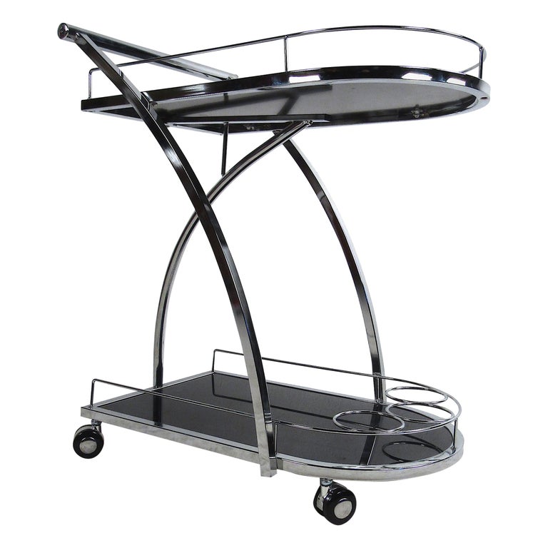 Contemporary Modern Rolling TwoTier BarCart For Sale at 1stdibs