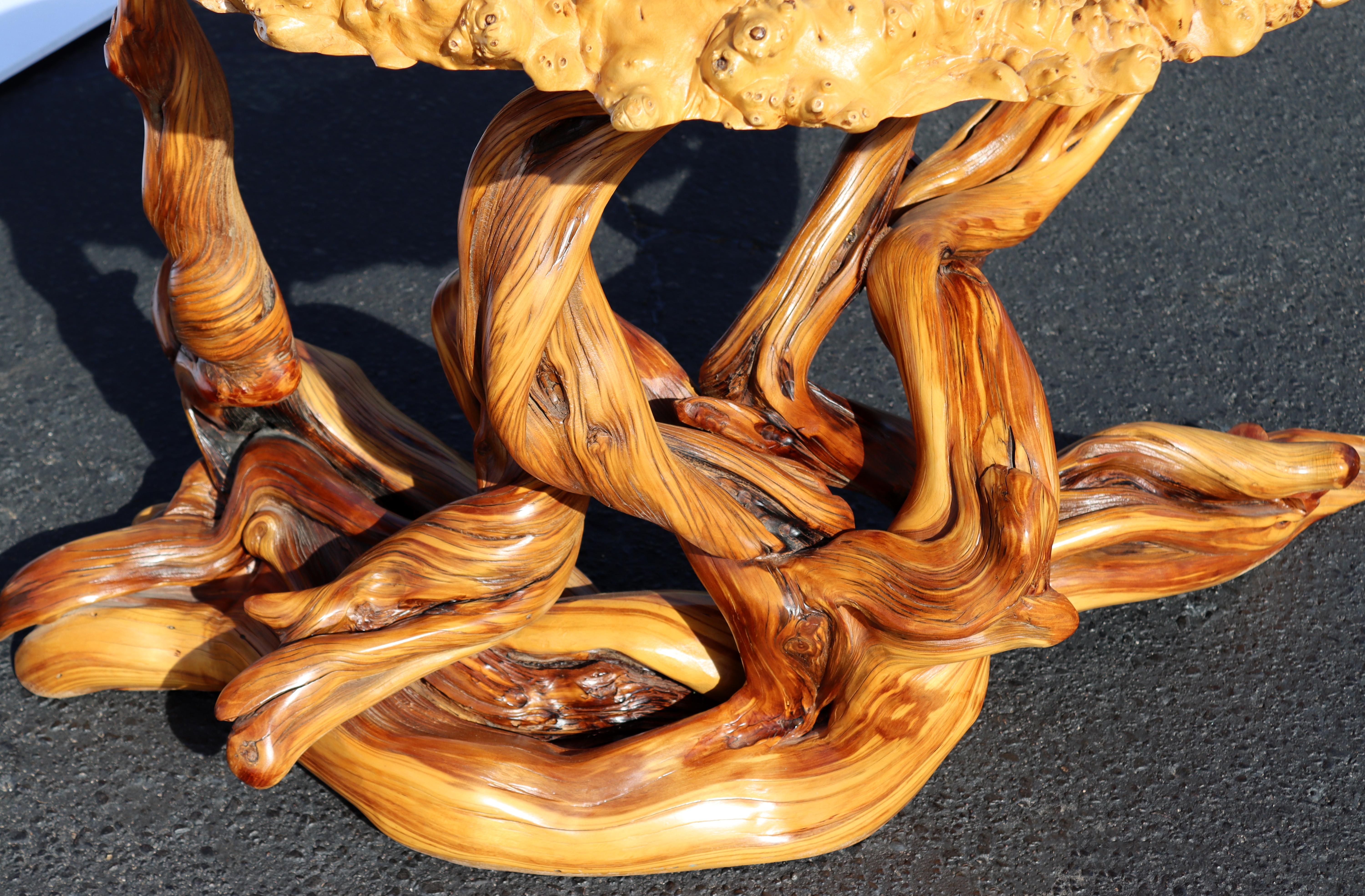 Contemporary Modern Root Wood Sculptural Console Foyer Occasional Table 1990s 6