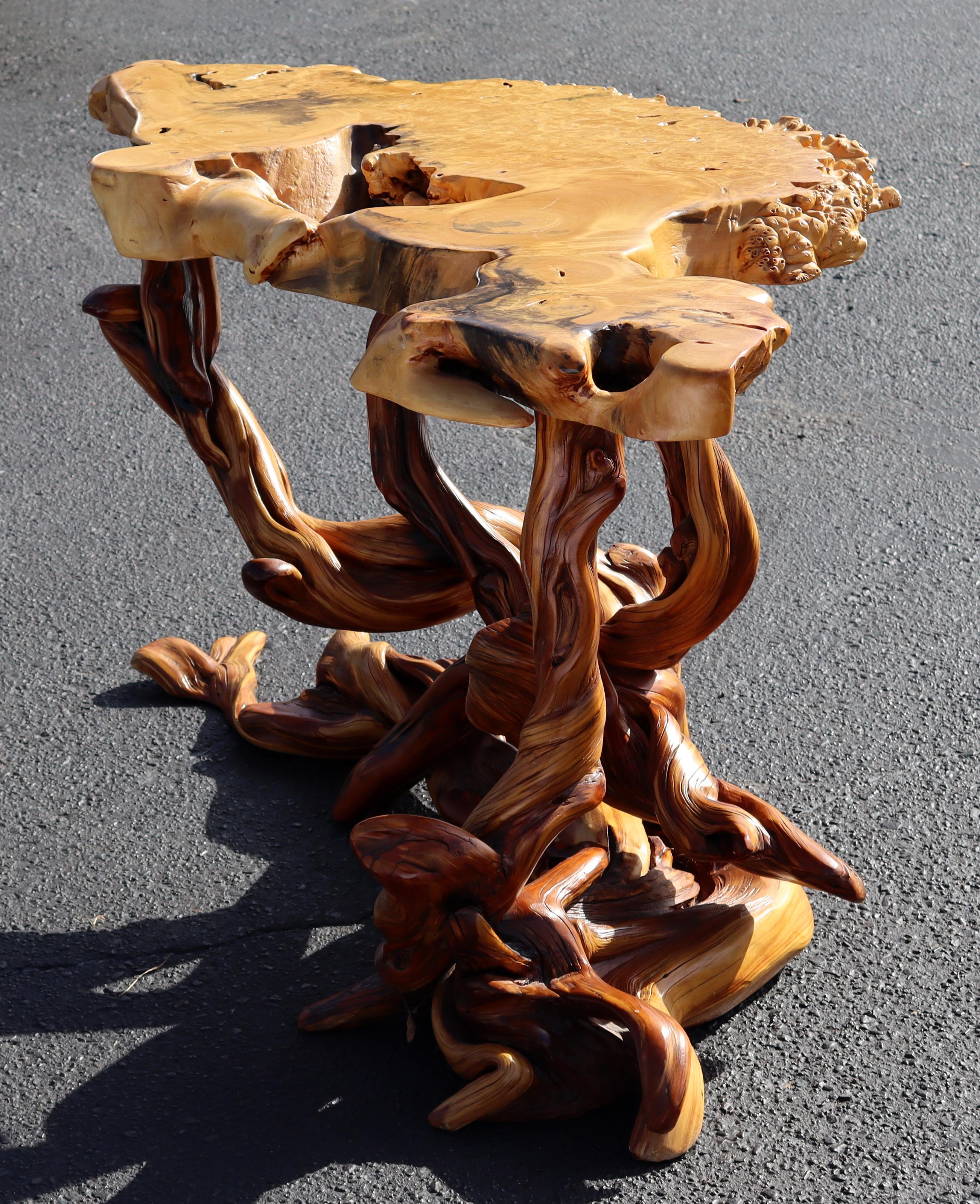 Contemporary Modern Root Wood Sculptural Console Foyer Occasional Table 1990s 4