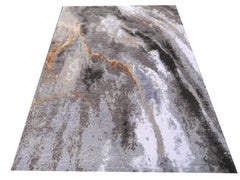 Contemporary Modern Rug Hand Knotsted Beige Gray Charcoal Djoharian Collection