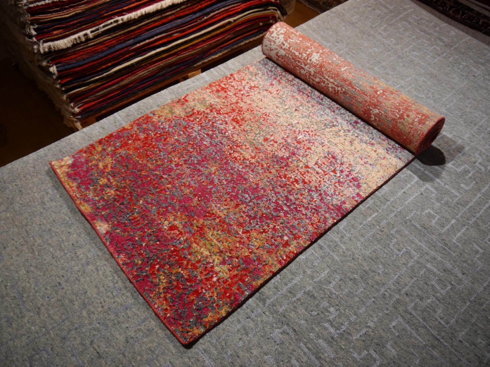 Contemporary Modern Rug Hand Knotsted Hallway Runner Red Djoharian Collection en vente 7