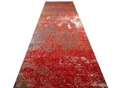Alfombra Moderna Contemporánea Anudada a Mano Pasillo Rojo Colección Djoharian