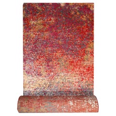 Contemporary Modern Rug Hand Knotted Hallway Runner Red Djoharian Collection