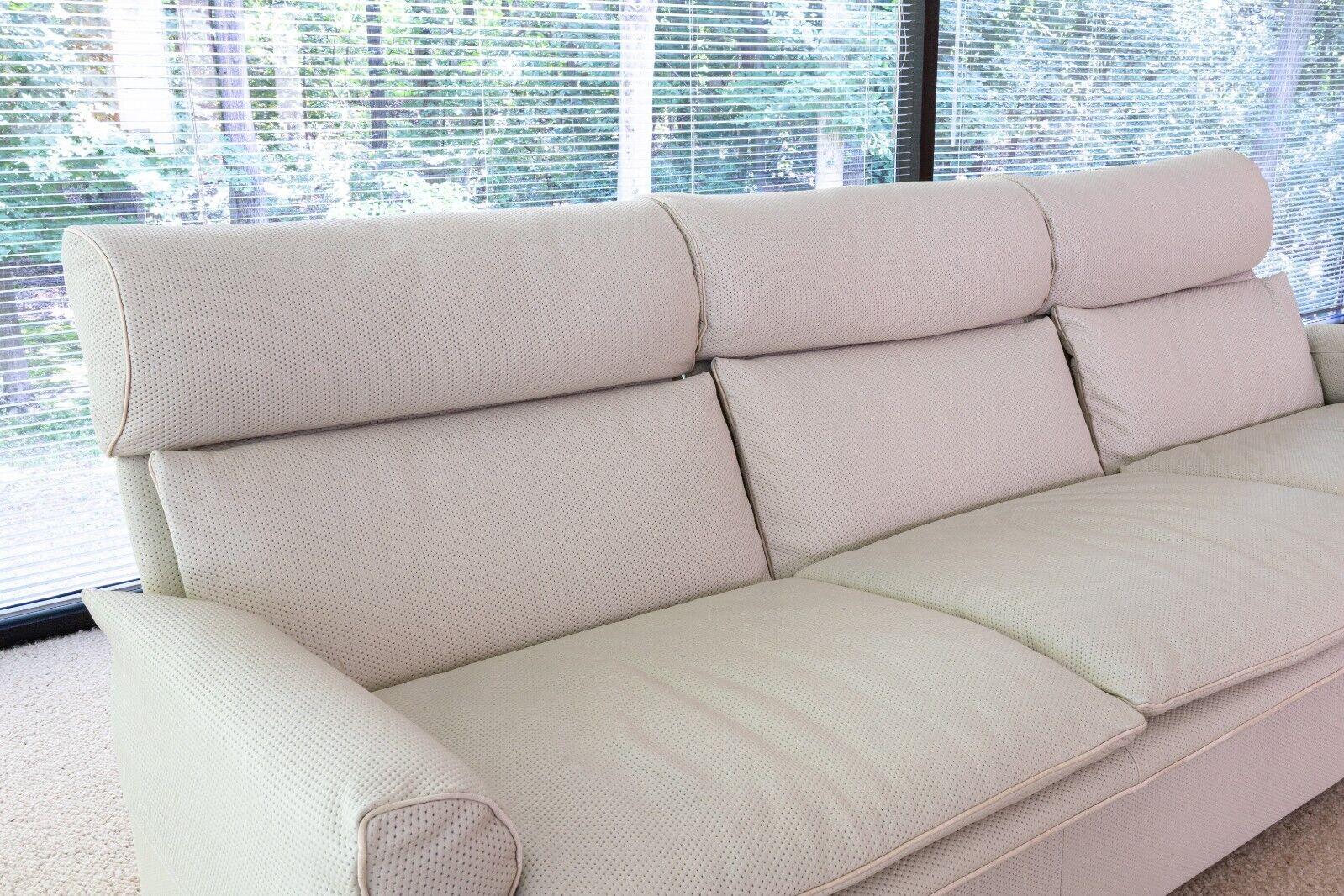 Contemporary Modern Saporiti Perforated Leather Dove Grey Sofa 1