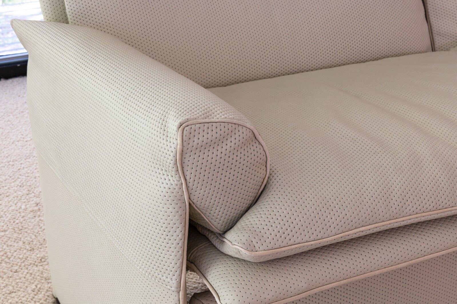Contemporary Modern Saporiti Perforated Leather Dove Grey Sofa 2