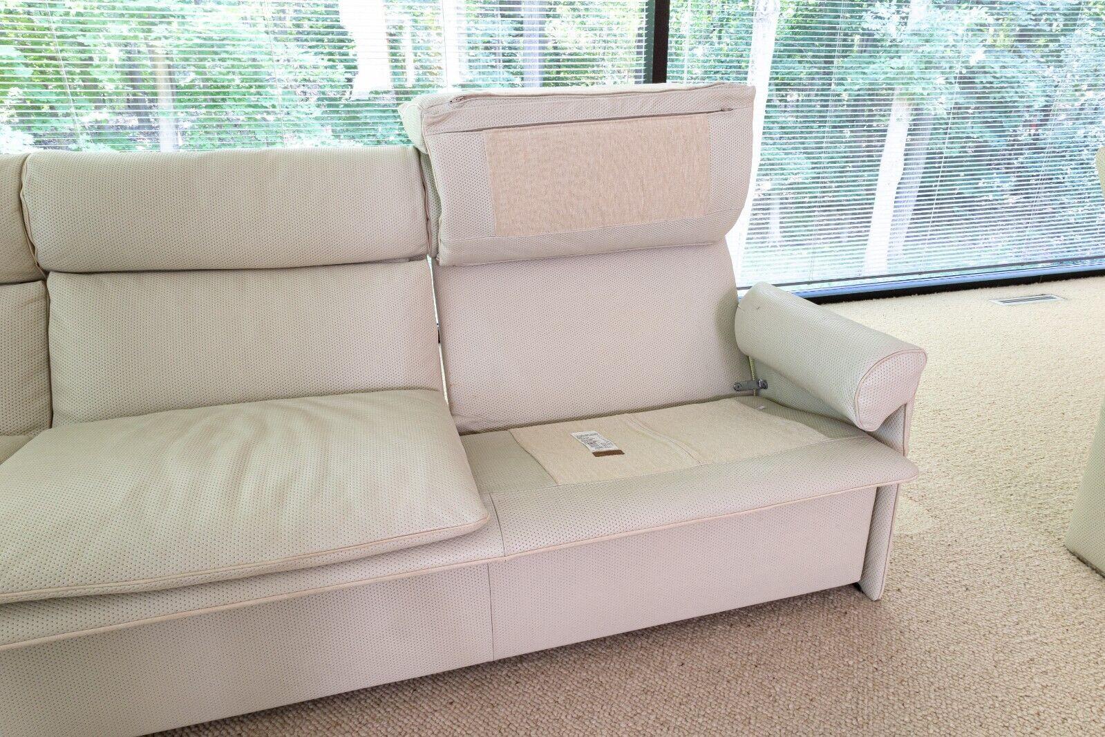 Contemporary Modern Saporiti Perforated Leather Dove Grey Sofa 5