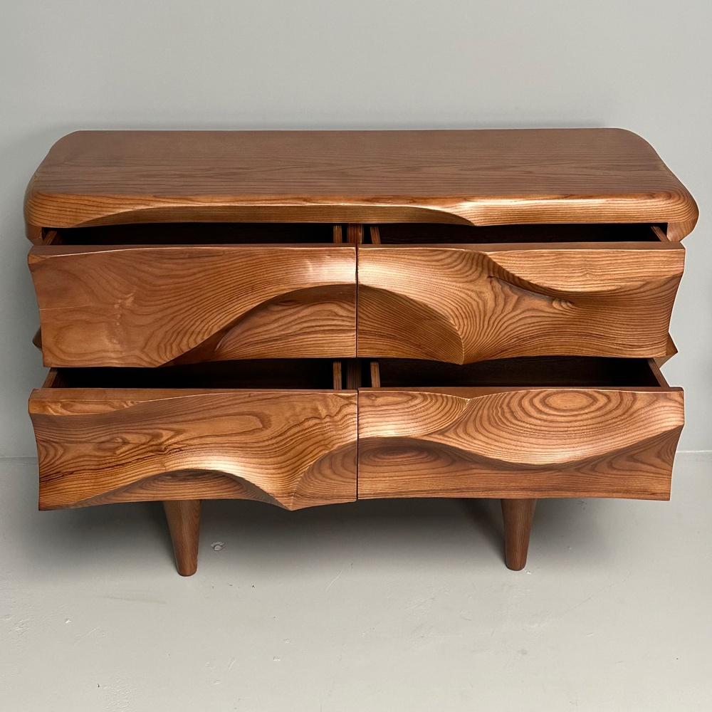 Contemporary, Modern Sculptural Cabinets, Stained Ash Wood, 2024 For Sale 6