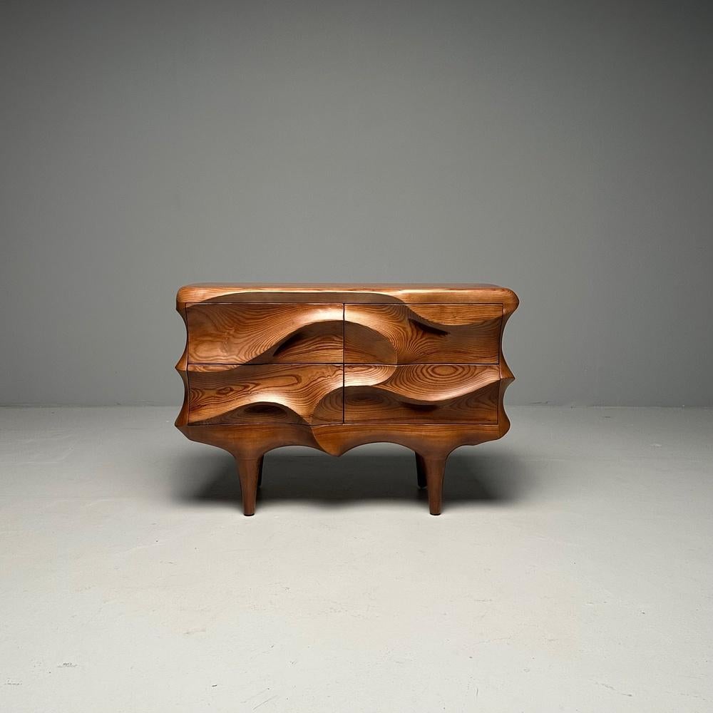 Contemporary, Modern Sculptural Cabinets, Stained Ash Wood, 2024 For Sale 8