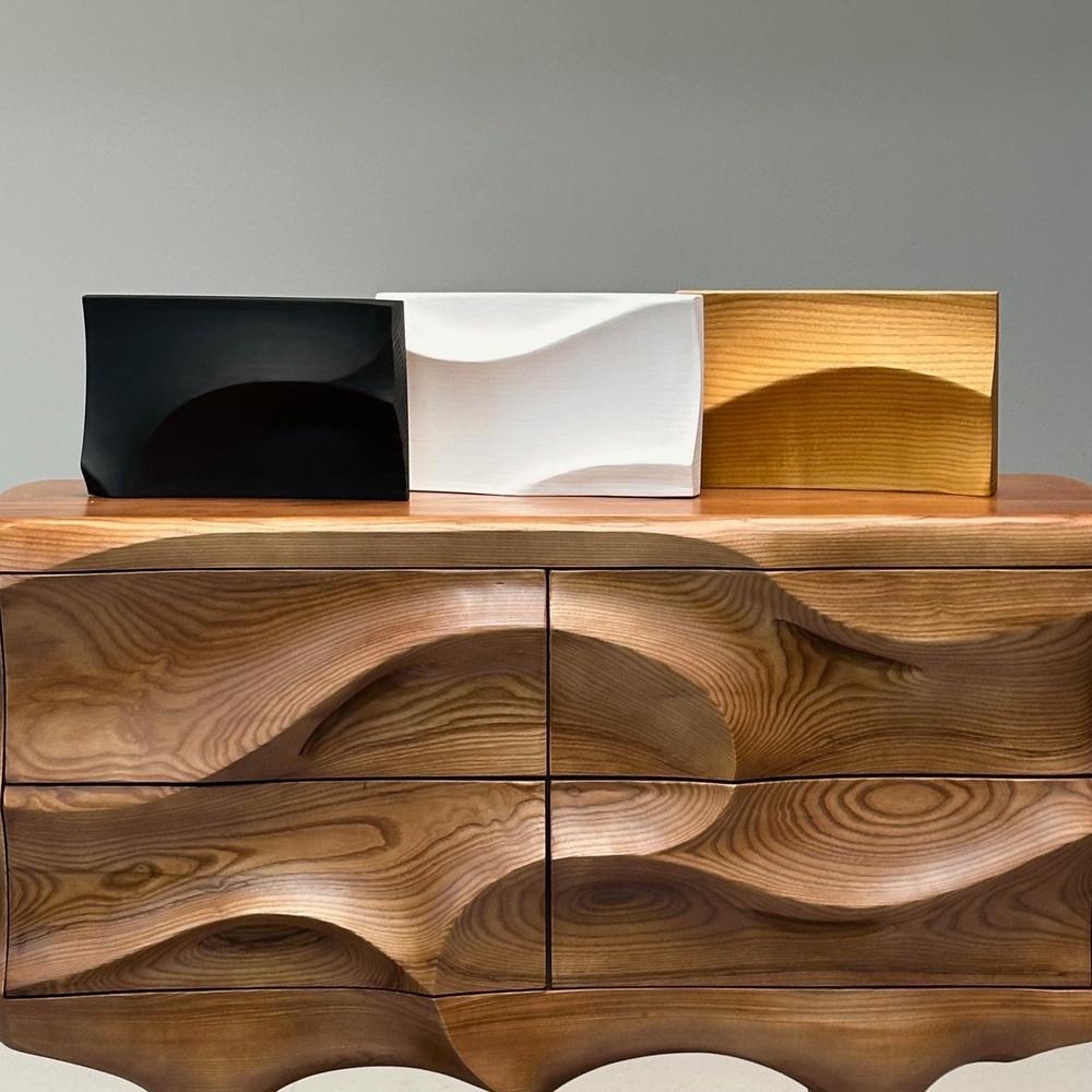 Contemporary, Modern Sculptural Cabinets, Stained Ash Wood, 2024 For Sale 13