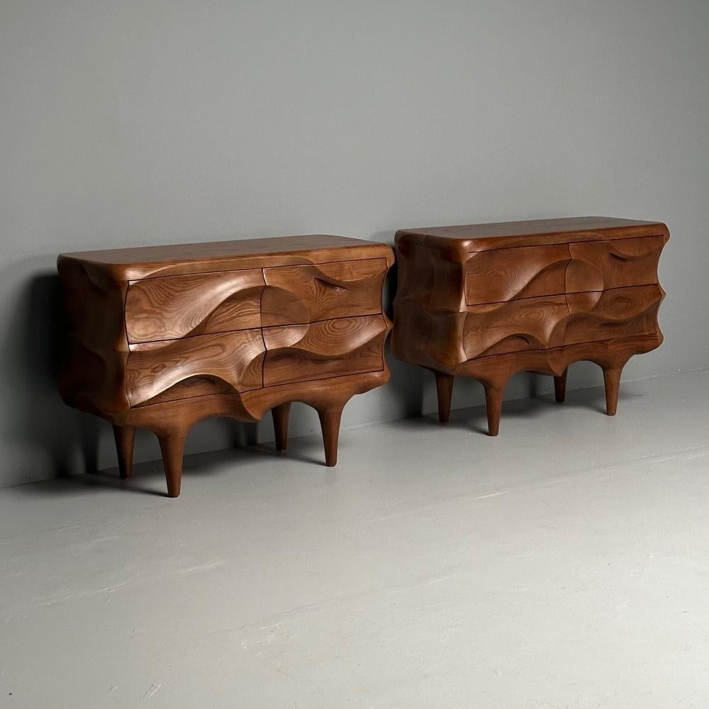 Contemporary, Modern Sculptural Cabinets, Stained Ash Wood, 2024 For Sale 3