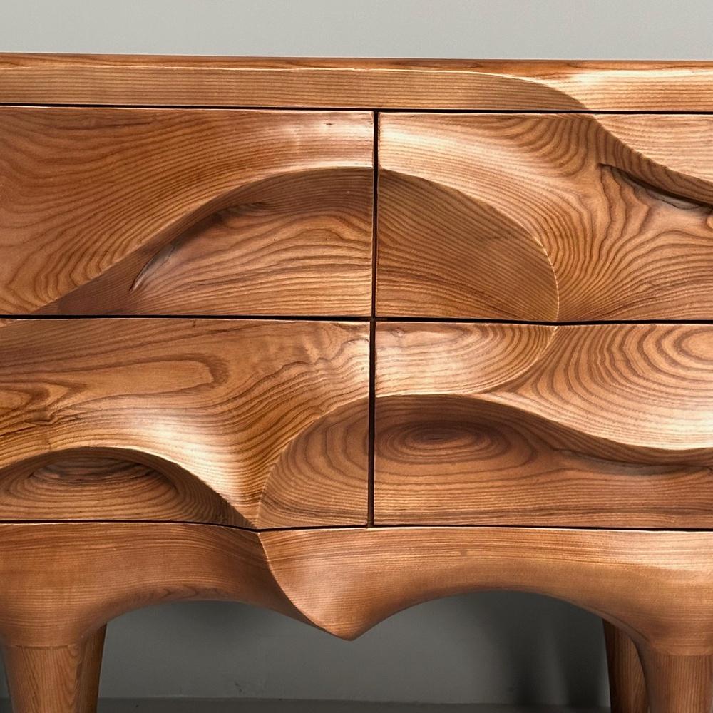 Contemporary, Modern Sculptural Cabinets, Stained Ash Wood, 2024 5