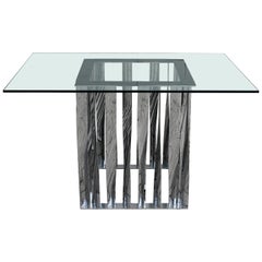 Contemporary Modern Sculptural Chrome Glass Dinette Foyer Table, 1980s