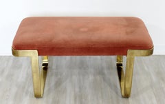 Contemporary Modern Sculptural Flat Curved Brass Bench Seat Pace DIA Style 1980s