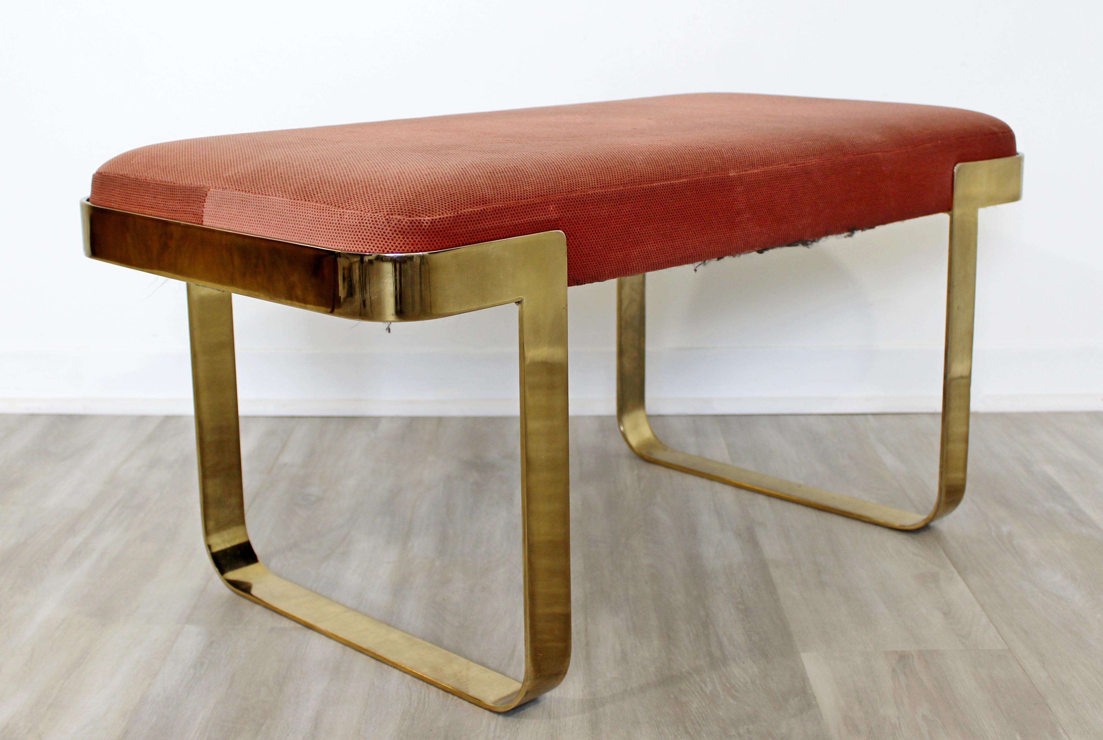 Late 20th Century Contemporary Modern Sculptural Flat Curved Brass Bench Seat Pace DIA Style 1980s