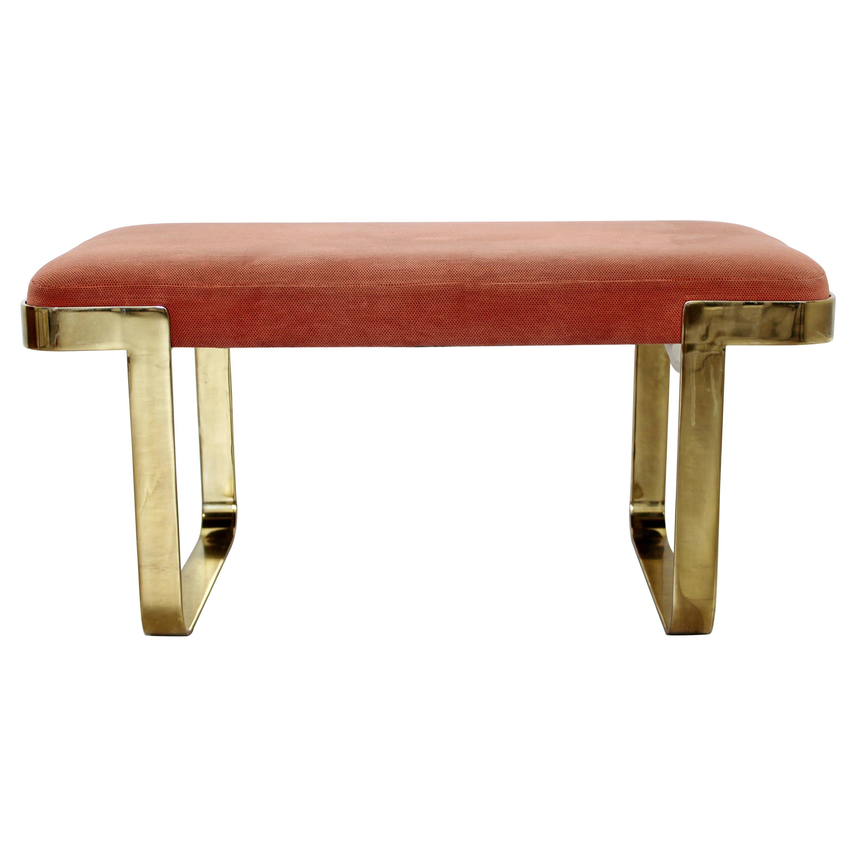 Contemporary Modern Sculptural Flat Curved Brass Bench Seat Pace DIA Style 1980s