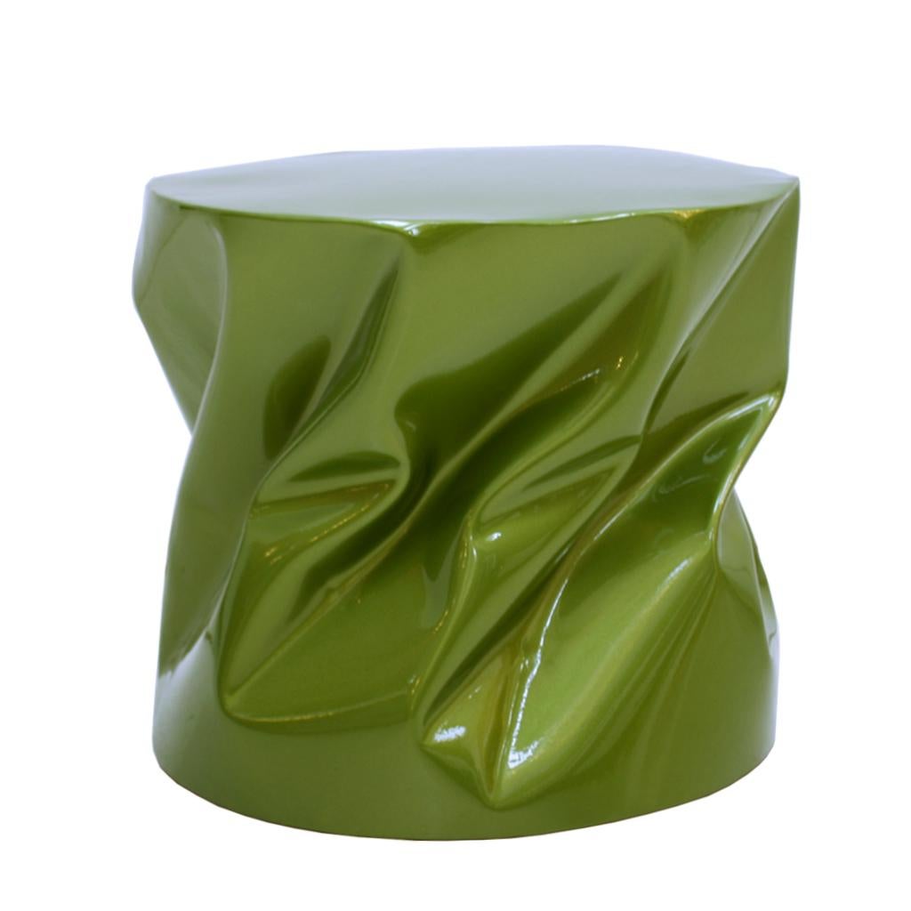 Contemporary sculptural seat, side table. Structure made of lacquered metal. Unique piece.
 