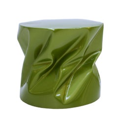 Contemporary Modern Sculptural Metal Lacquered Green Seat, Side Table