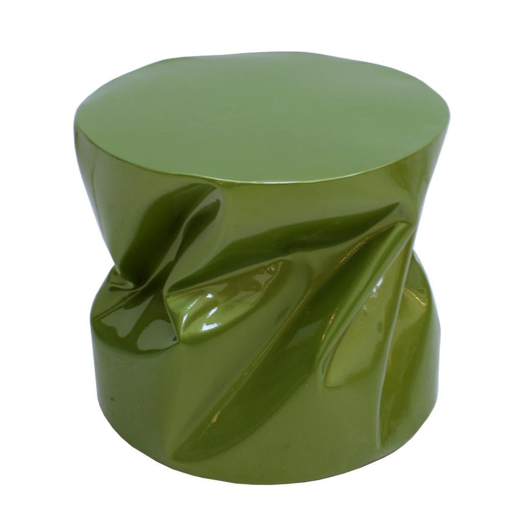 Contemporary Modern Sculptural Metal Lacquered Green Seat, Side Table In Excellent Condition In Ibiza, Spain
