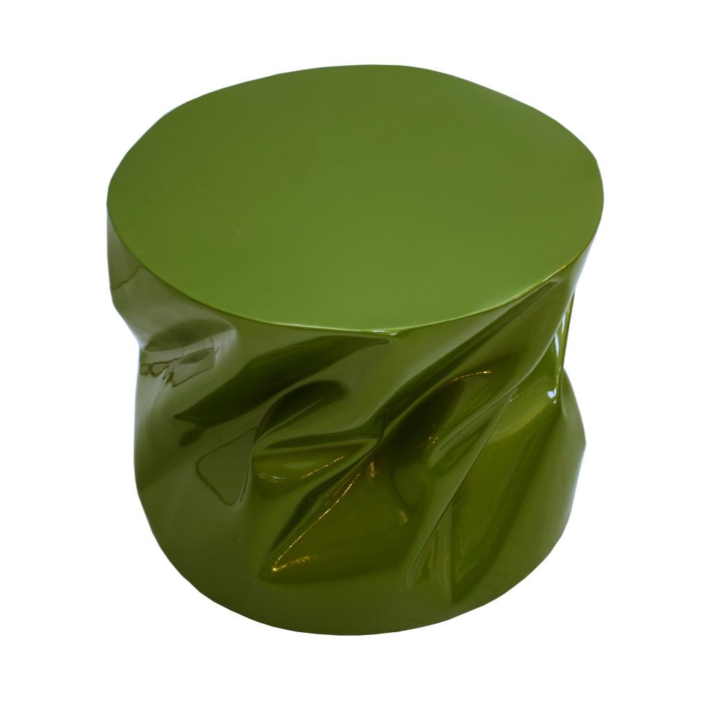 Contemporary Modern Sculptural Metal Lacquered Green Seat, Side Table 1