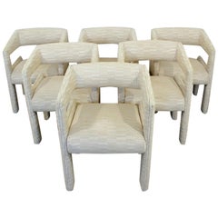 Contemporary Modern Sculptural Set of 6 Dining Armchairs Tobia Scarpa Style