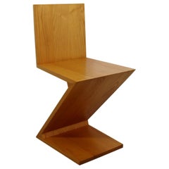 Contemporary Modern Sedia Ashwood Zig Zag Accent Side Chair, 1980s