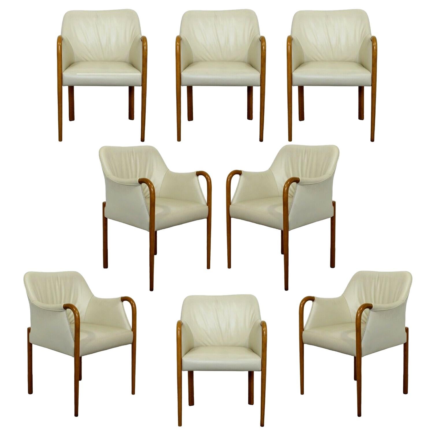 Contemporary Modern Set 8 Giorgetti Progetti Style Italian Wood Dining Armchairs