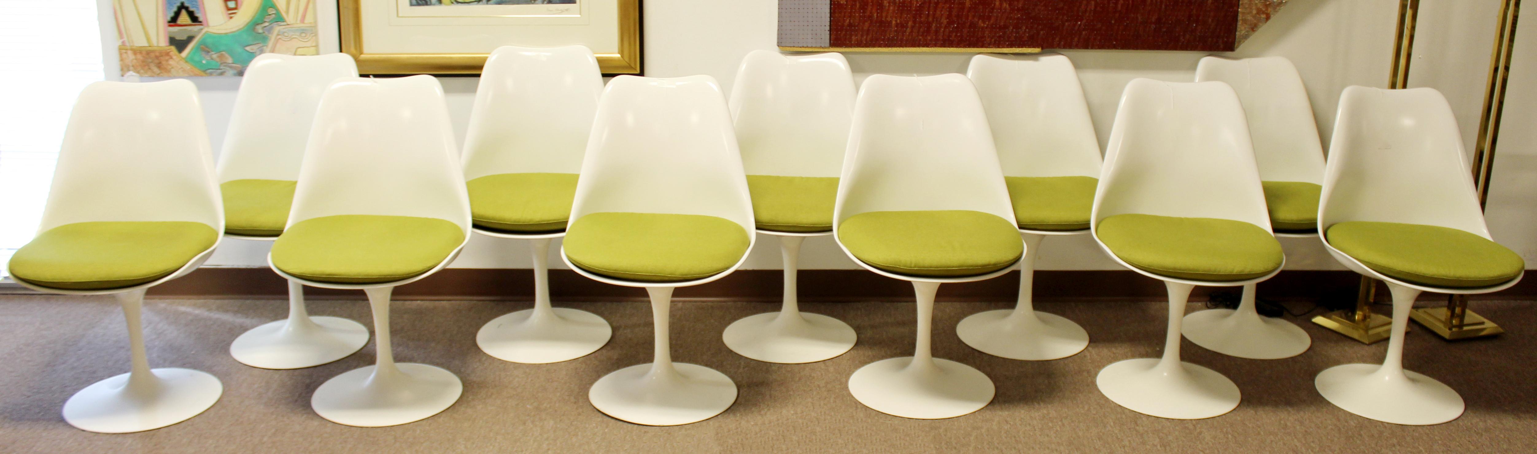 Contemporary Modern Set 8 Saarinen Knoll White Tulip Side Swivel Chairs DWR 2